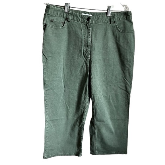 Charter Club Moss Green Meteorite The Lauren Fit Wide Leg Capris - Picture 2 of 7